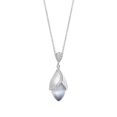 Fei Liu Magnolia Large Pendant in Silver Cubic Zirconia MAG-925R-302-CEGY