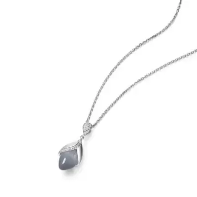 Fei Liu Magnolia Large Pendant in Silver Cubic Zirconia MAG-925R-302-CEGY