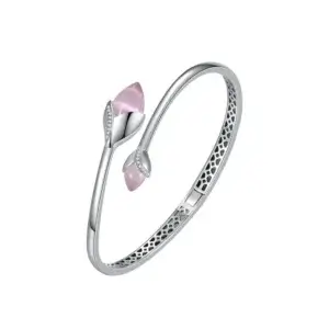 Fei Liu Magnolia Bangle in Silver Cubic Zirconia Pink MAG-925R-401-CEPK