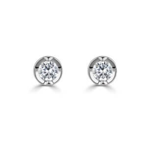 Natural Timeless 2-claw Diamond Stud Earrings made in 18ct White Gold 0.20tdw