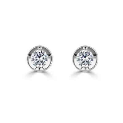 Natural Timeless 2-claw Diamond Stud Earrings made in 18ct White Gold 0.25tdw