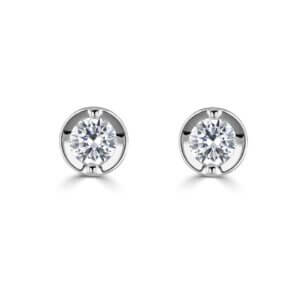 Natural Timeless 2-claw Diamond Stud Earrings made in 18ct White Gold 0.25tdw