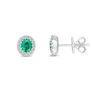 Pre-Owned Emerald and Diamond Earrings made in 18ct White Gold (Copy)