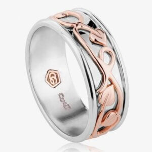 Clogau Welsh Poppy Black Diamond and Ruby ring in Silver/Rose Gold 3SWPR1