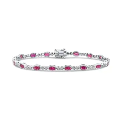 Pre-Owned Ruby and Diamond Bracelet in 18ct White Gold