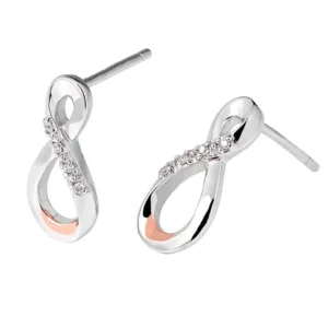 Clogau Diamond Eternity earrings in Silver/Rose Gold 3SETDE4