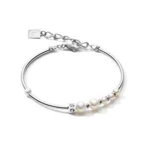 Coeur De Lion Bracelet Asymmetry freshwater pearls & stainless steel white-silver 1102/30-1417