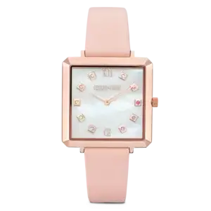 Coeur De Lion Watch Iconic Square Mother-of-Pearl Rose Gold Bracelet Leather Romantic Pink 7631/71-1928