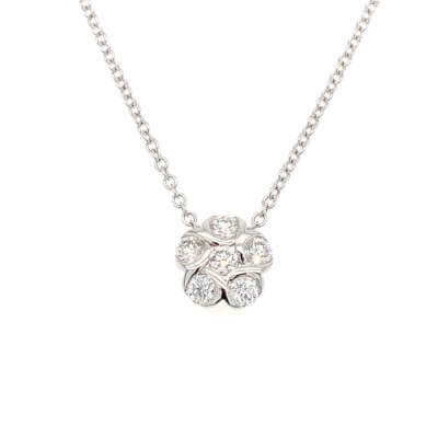 Diamond Cluster Necklace made in 18ct White Gold 0.60ct