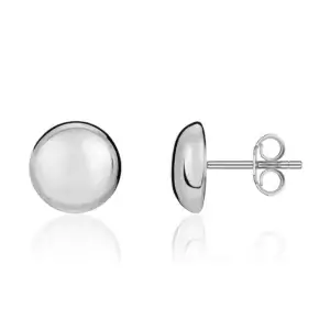 9CT White Gold Button Stud Earrings 12mm