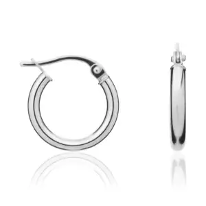 18CT White Gold Round Polished Hoop Earrings 18x10mm