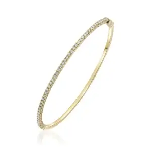 18CT Yellow Gold & Round Diamond Bangle