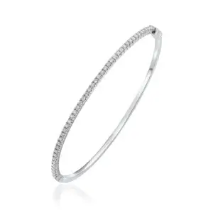 18CT White Gold & Round Diamond Bangle