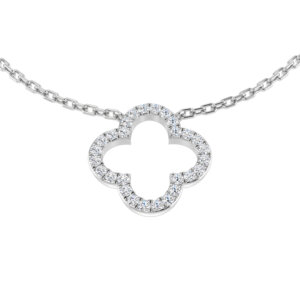 Pre-Owned Diamond Clover Style Necklace made in 9ct White Gold