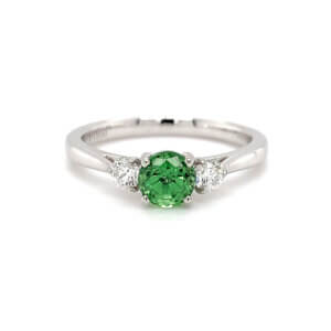 Pre-Owned Tsavorite and Diamond ring in Platinum