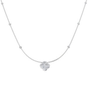 18ct White Gold Clover style Diamond Pendant