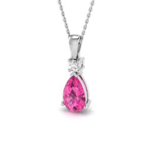 18ct White Gold Pink Sapphire and Diamond Pendant